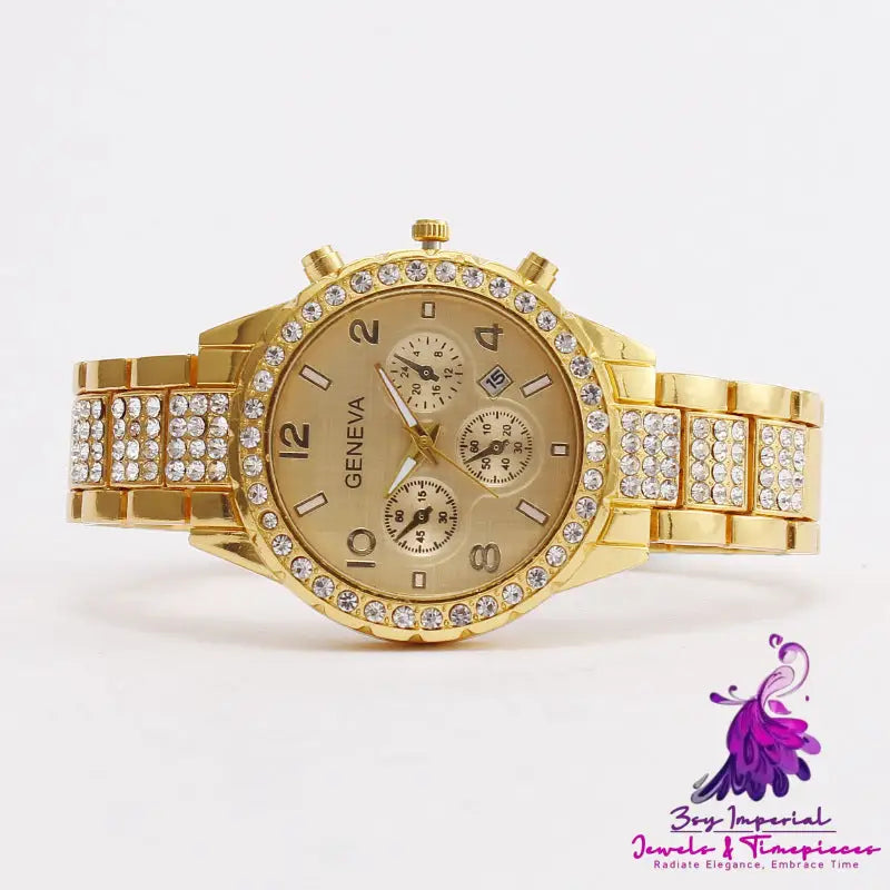 Diamond Digital Calendar Women’s Quartz Watch