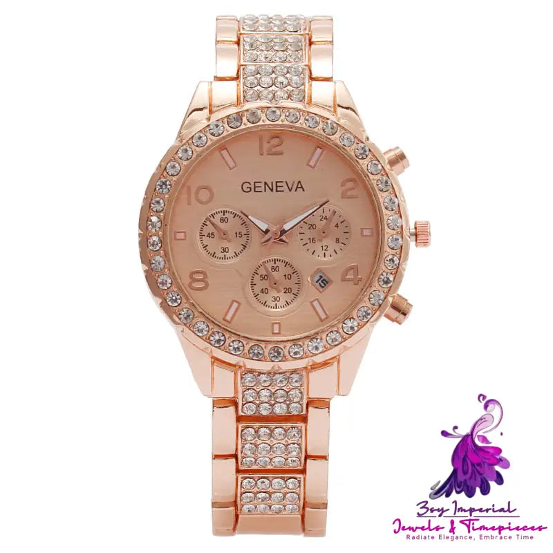 Diamond Digital Calendar Women’s Quartz Watch