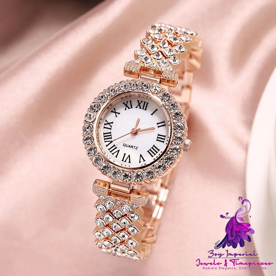 Luxury Diamond Quartz Watch with Double-layer Diamond