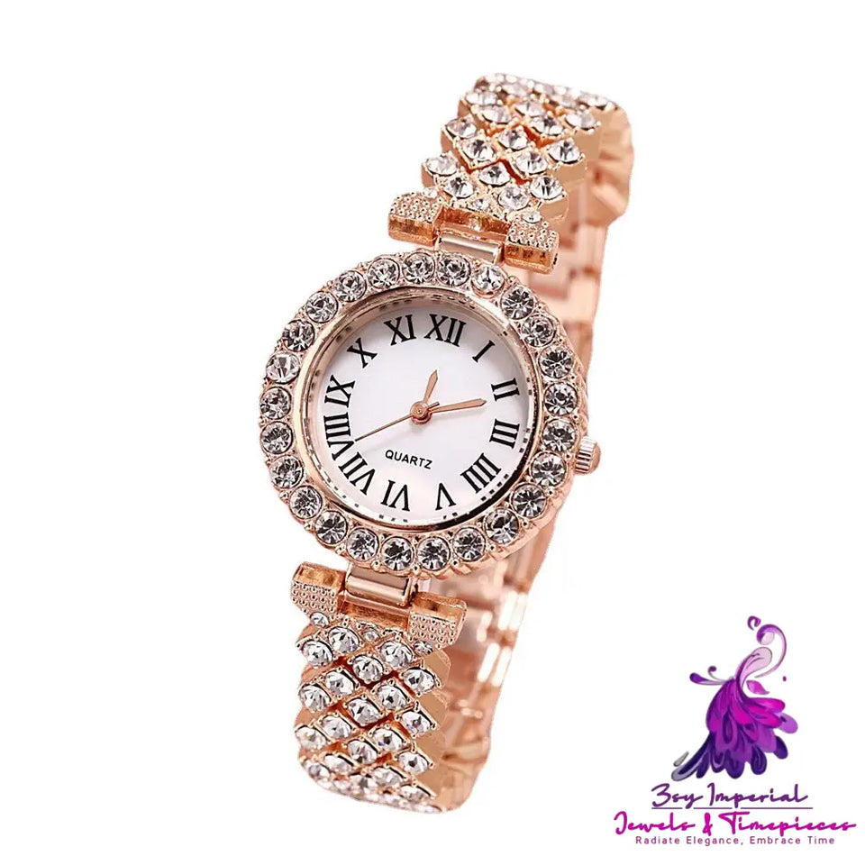 Luxury Diamond Quartz Watch with Double-layer Diamond