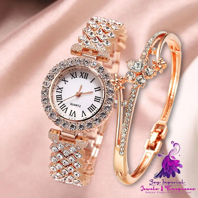 Luxury Diamond Quartz Watch with Double-layer Diamond