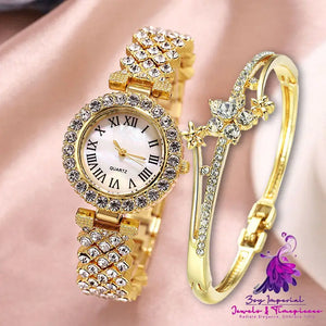 Luxury Diamond Quartz Watch with Double-layer Diamond