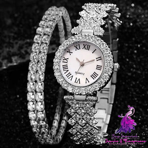 Luxury Diamond Quartz Watch with Double-layer Diamond