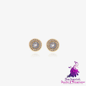 Full Diamond Round Zircon Earrings