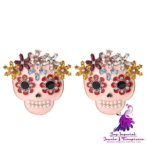 Skull Head Diamond All-match Earrings