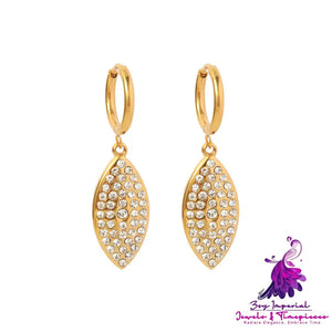 Diamond Leaf-shaped Pendant Earrings