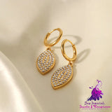 Diamond Leaf-shaped Pendant Earrings