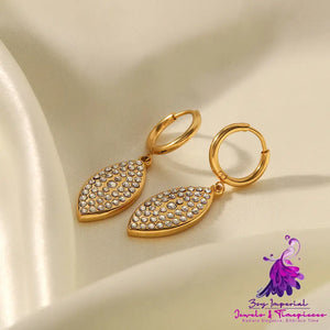 Diamond Leaf-shaped Pendant Earrings