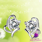 Silver Butterfly Studs Diamond Silver Earrings Zircon