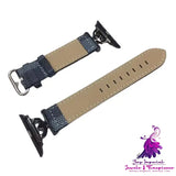 Diamond-encrusted Leather Watch Band