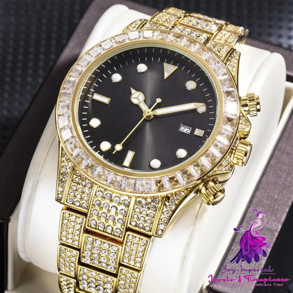 Diamond-encrusted Luminous Quartz Watch