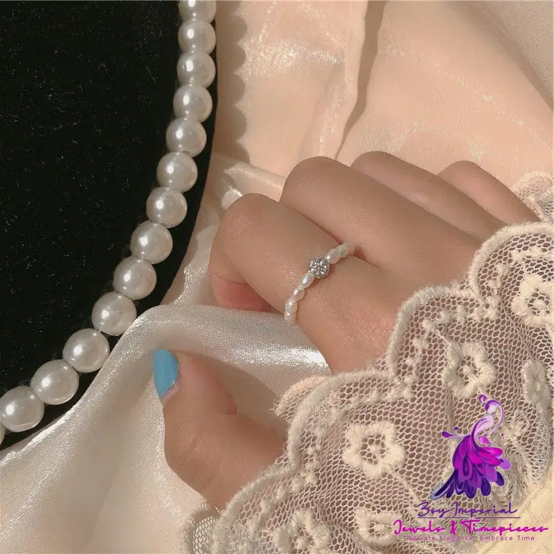 Pearl Zircon Diamond Love Ring