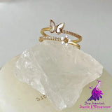 Pearl Zircon Diamond Love Ring