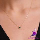 S925 Sterling Silver Classic Round Colorful Diamond Necklace