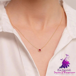 S925 Sterling Silver Classic Round Colorful Diamond Necklace