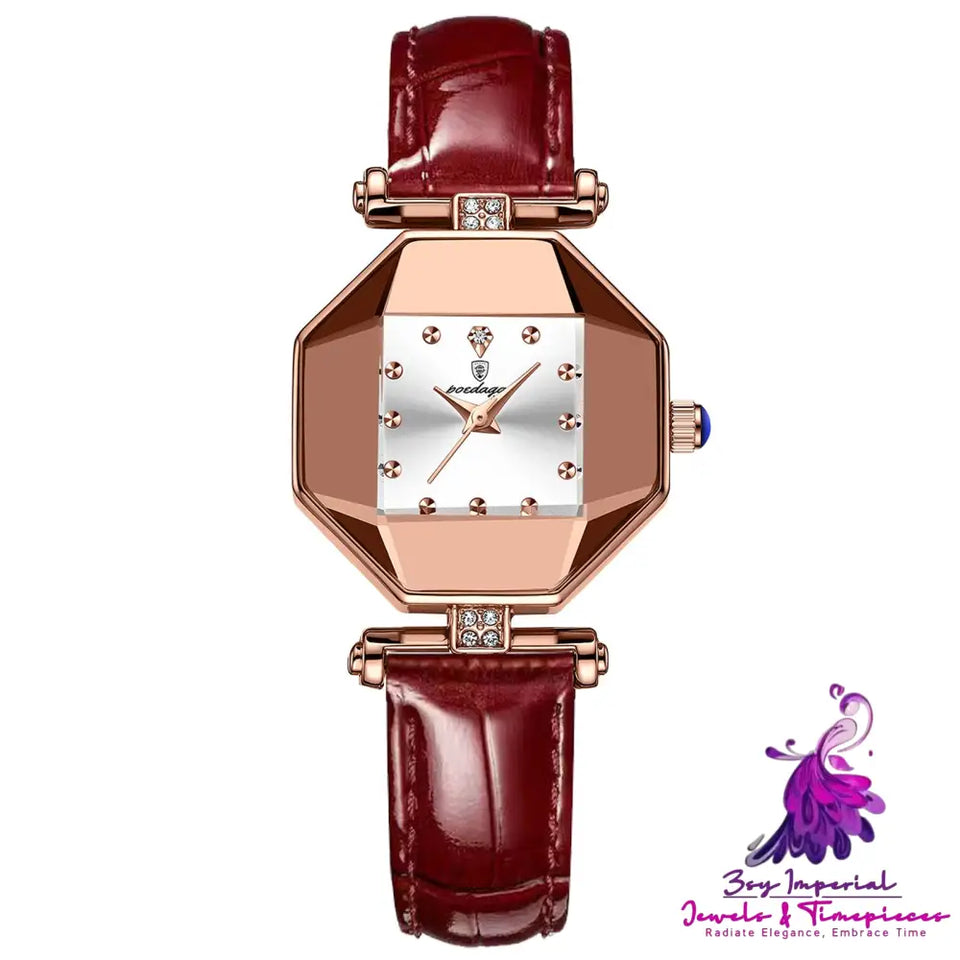 Simple Diamond Quartz Watch for Women