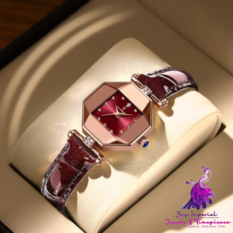 Simple Diamond Quartz Watch for Women