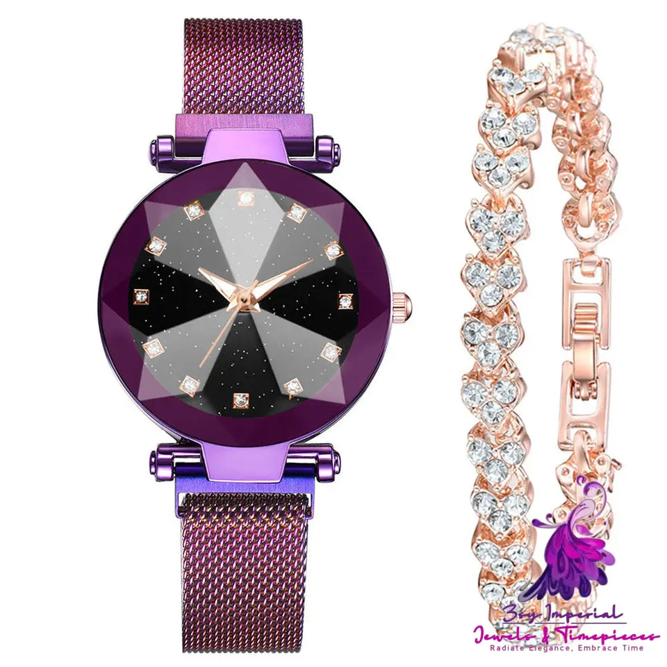 Starry Sky Square Diamond Ladies Watch