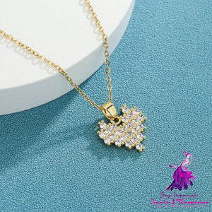 Stainless Steel Diamond Heart-shaped Necklace