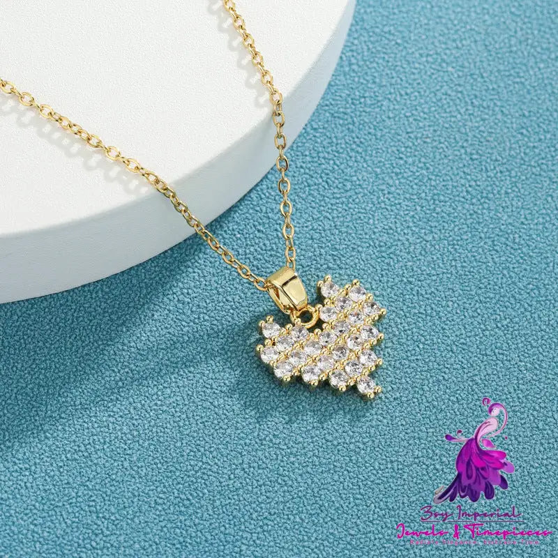 Stainless Steel Diamond Heart-shaped Necklace