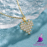 Stainless Steel Diamond Heart-shaped Necklace