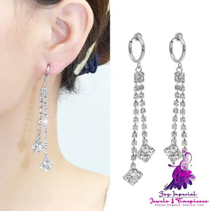 Diamond High-grade Earrings Niche Personality Long Fringe