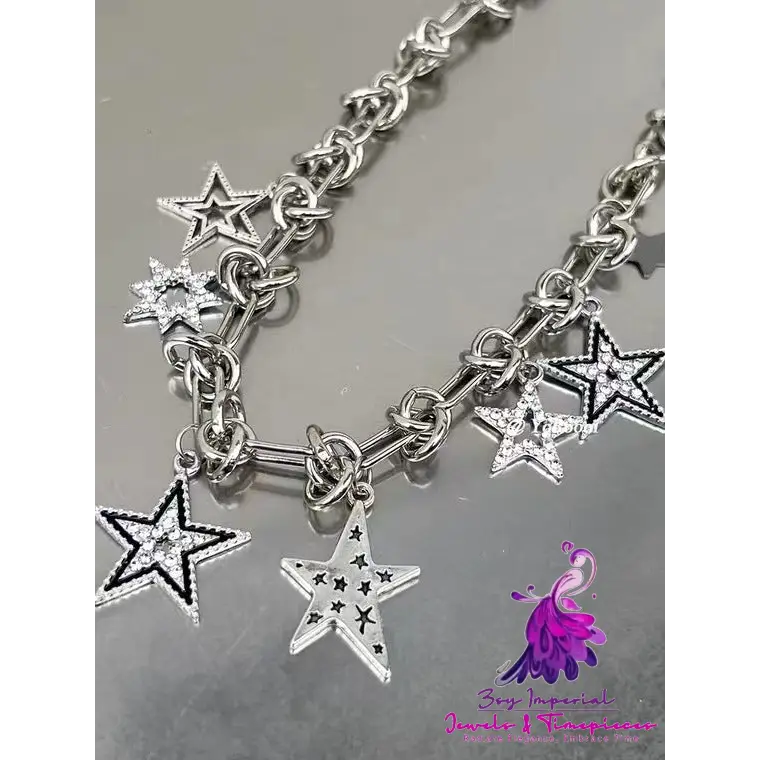 Sweet Girl Diamond Pentagram Necklace