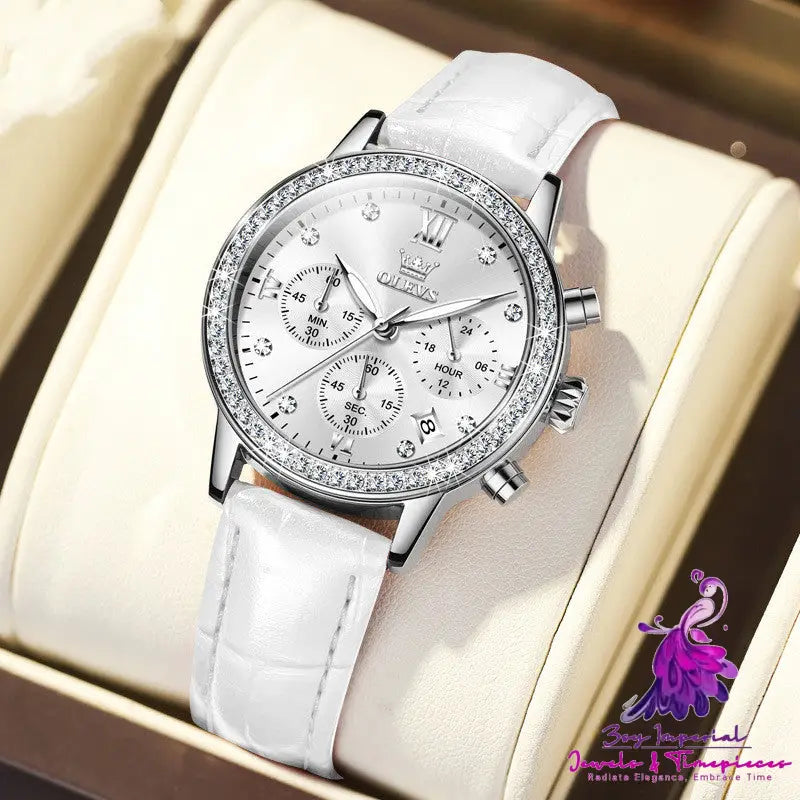 Diamond Inlaid Women’s Multi-function Watch