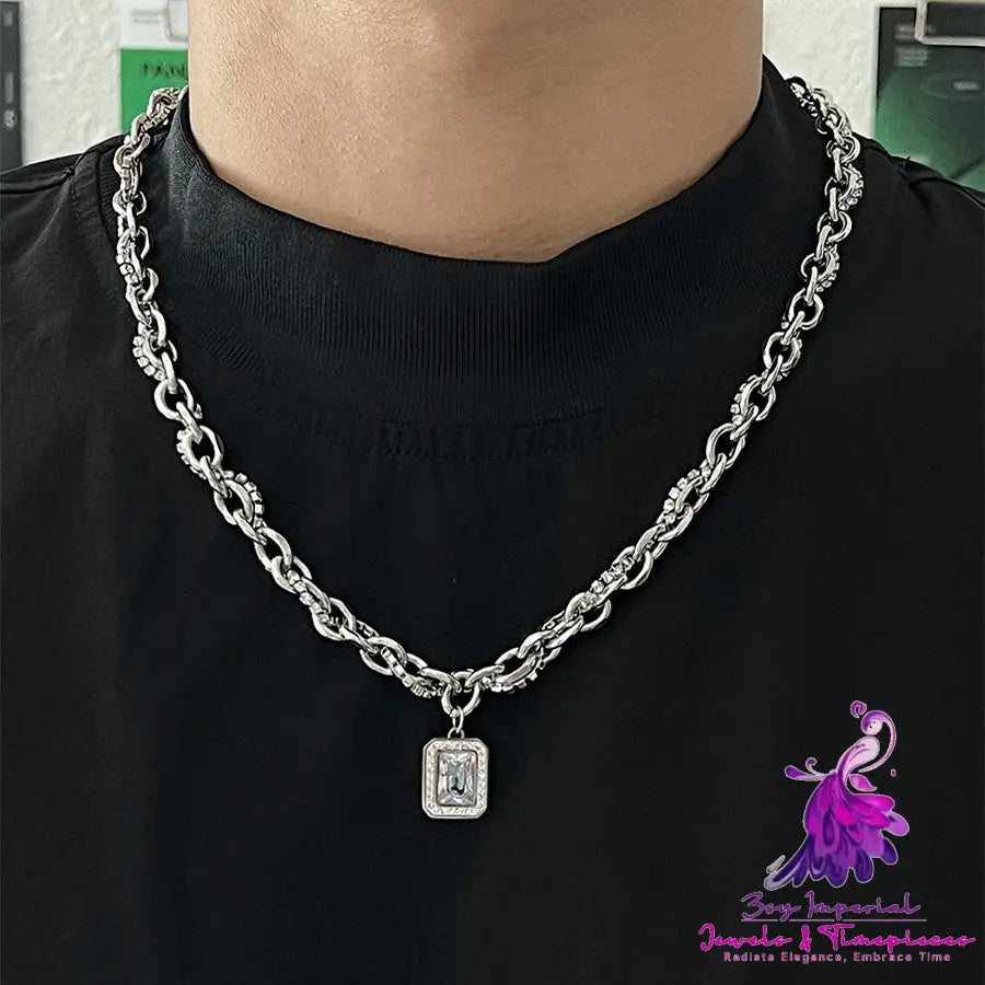 Double Layered Necklace with Diamond Inlay