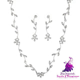 Diamond Leaf Long Necklace