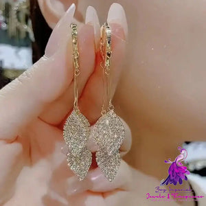 New Trendy Style Full Of Diamond Leaves Tassel Earrings