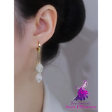 New Trendy Style Full Of Diamond Leaves Tassel Earrings