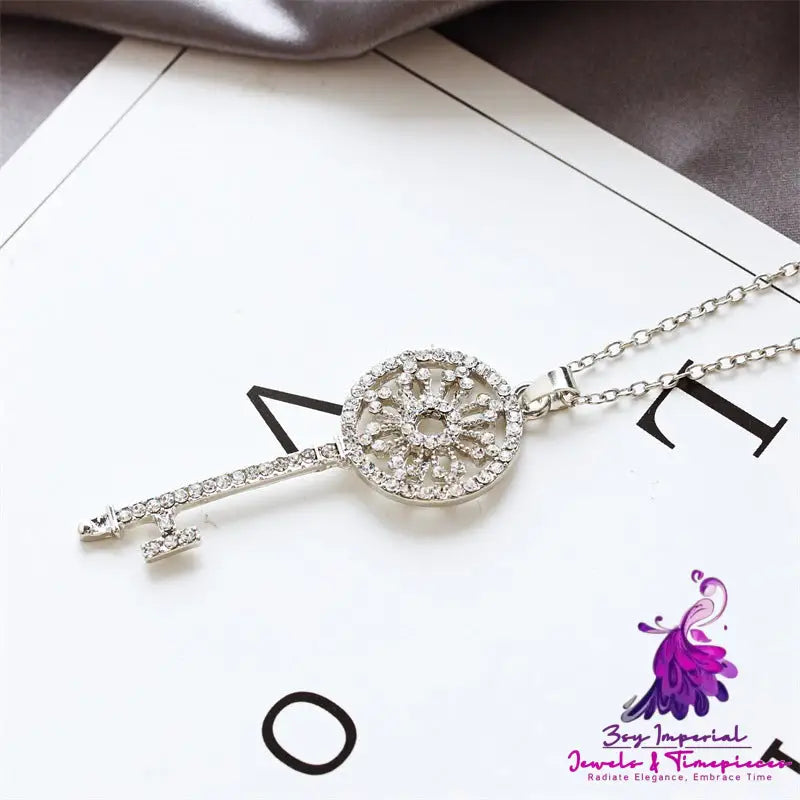 Diamond Garland Key Necklace