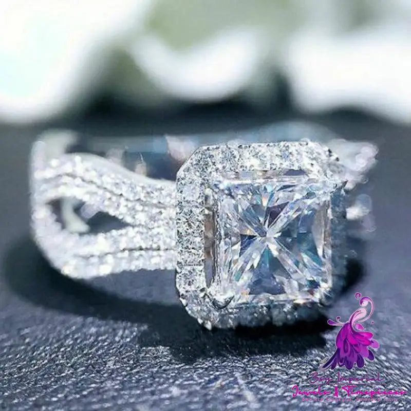 Full Diamond Zircon Engagement Ring