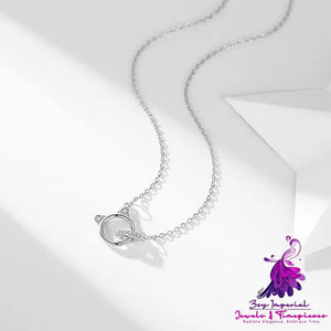 Cute Kitten Diamond Ring Necklace