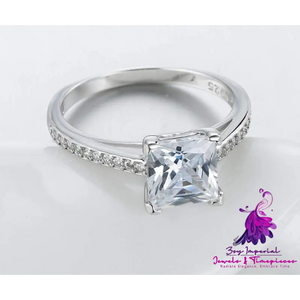 Luxury Silver Platinum Diamond Ring