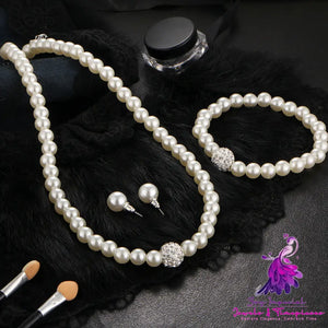 Sweater Chain Diamond Pearl Jewelry Set