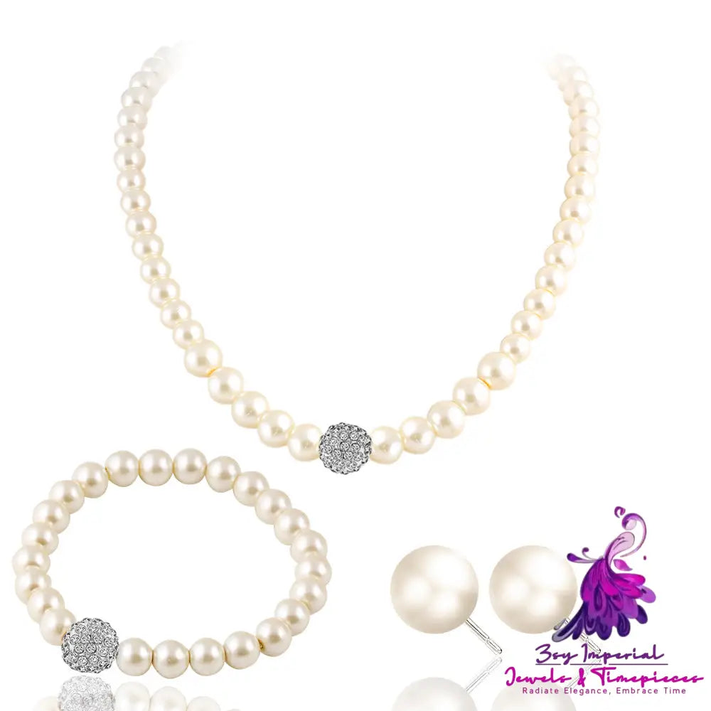 Sweater Chain Diamond Pearl Jewelry Set