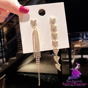 Long Diamond Tassel Earrings