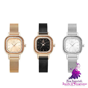 Women’s Square Mesh Belt Diamond Watch