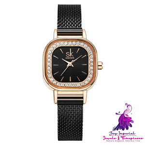 Women’s Square Mesh Belt Diamond Watch