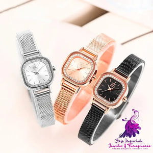 Women’s Square Mesh Belt Diamond Watch