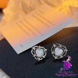 Sparkling Opal Heart Shape With Diamond Stud Earrings