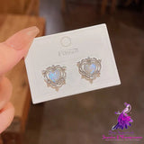 Sparkling Opal Heart Shape With Diamond Stud Earrings