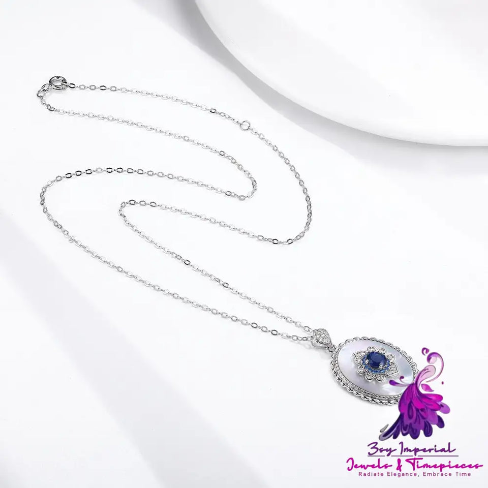 Sterling Silver Sapphire Diamond Pendant