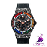 Rainbow Square Diamond Silicone Tape Men’s Watch