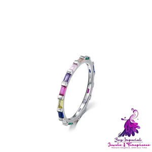 Geometric Rainbow Diamond Stackable Ring