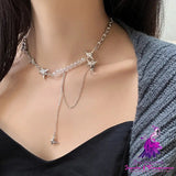 Diamond Star Awn Water Drop Pendant Clavicle Necklace