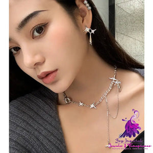 Diamond Star Awn Water Drop Pendant Clavicle Necklace