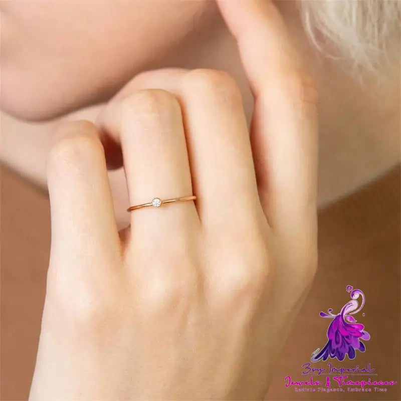 Stainless Steel Ring Female Simple Niche Diamond-studded